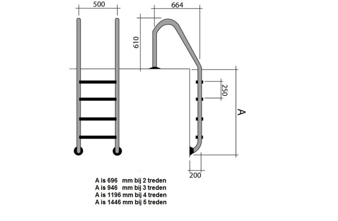 Flexinox Wijd Model Zwembadtrap 4-treden AISI-316 4 Flexinox Wijd Model Zwembadtrap 4-treden AISI-316 - Afbeelding 2