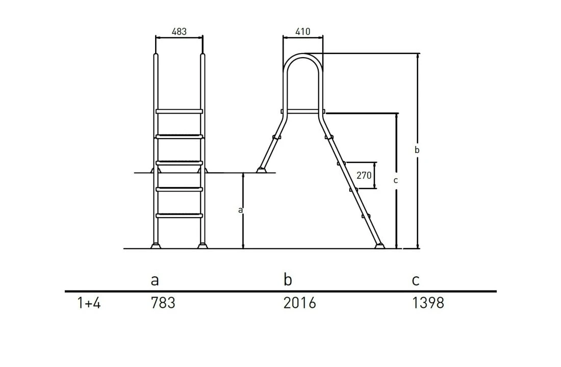 Flexinox Zwembadtrap A-Frame 1 + 4 Treden AISI 304 4 Flexinox Zwembadtrap A-Frame 1 + 4 Treden AISI 304 - Afbeelding 2